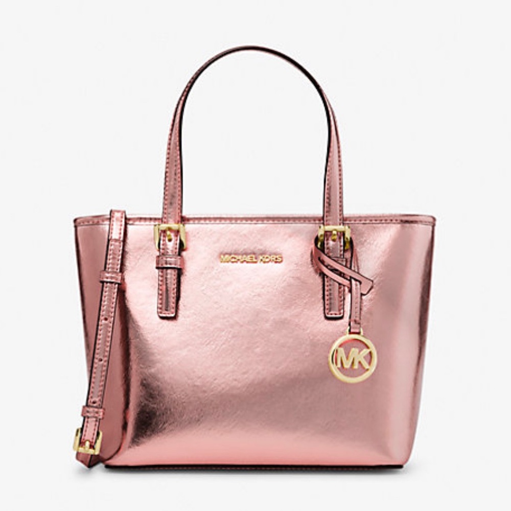 Michael Kors Jet Set Travel Extra-Small Tote in Prime Rose Metallic (NWT)